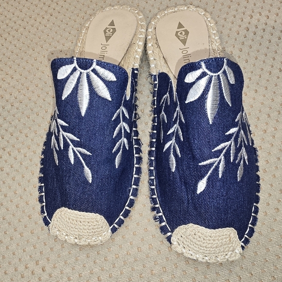 Jolimall Women Slip on Denim  Woven Embroidered Flat Slides Size 8 Blue - Picture 4 of 9